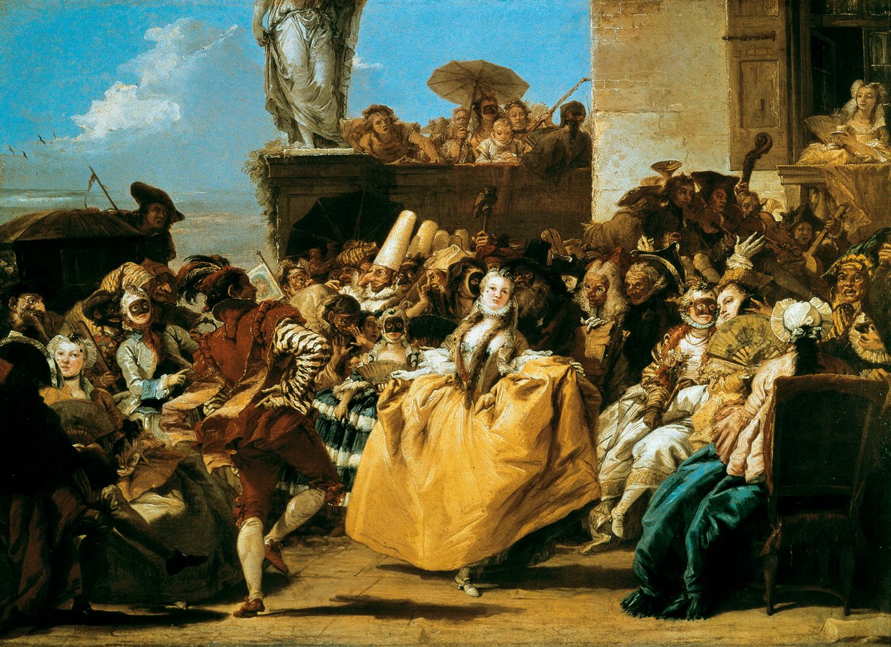 Scene med karneval eller Le menuet 1754 av Giovanni Domenico Tiepolo