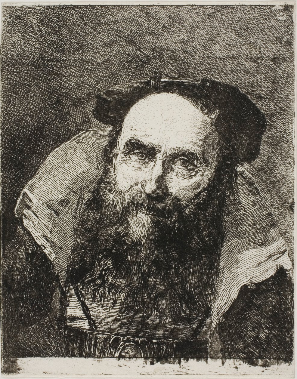 Smilende gammel mann av Giovanni Domenico Tiepolo