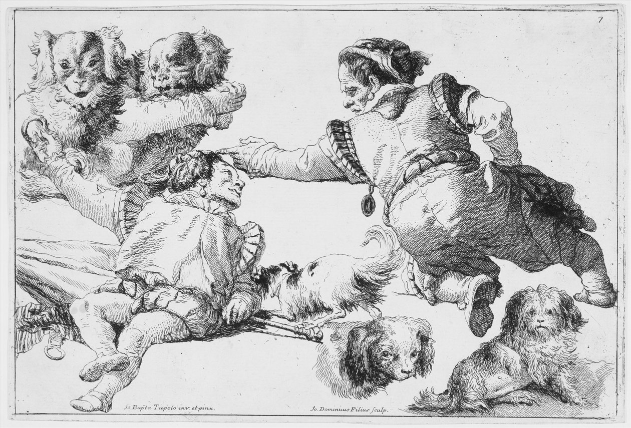 Studier av dverger og hunder, ca. 1753. av Giovanni Domenico Tiepolo