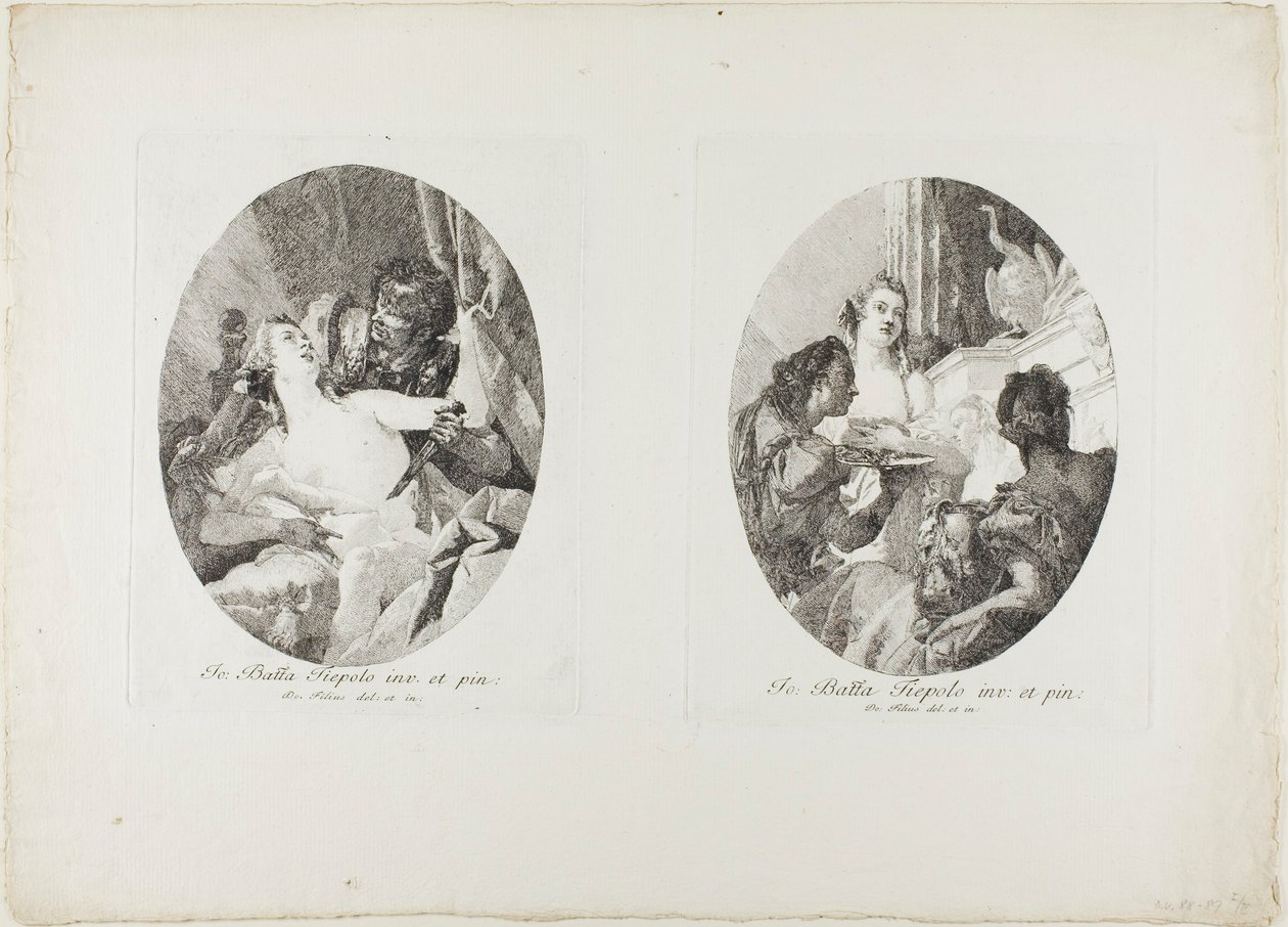 Tarquin og Lucretia og Cleopatra hedret med gaver av Giovanni Domenico Tiepolo