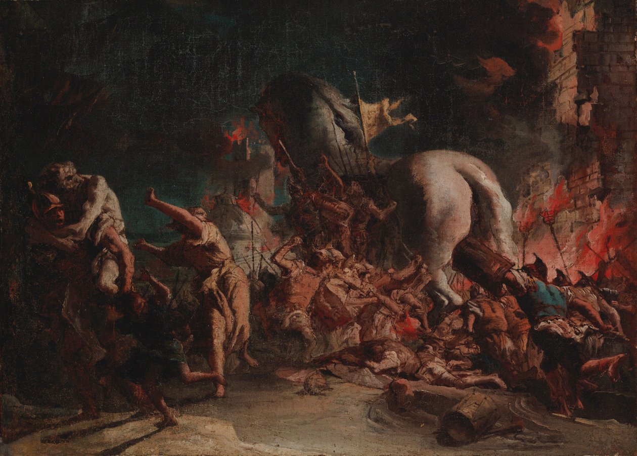 Grekerne plyndrer Troja av Giovanni Domenico Tiepolo