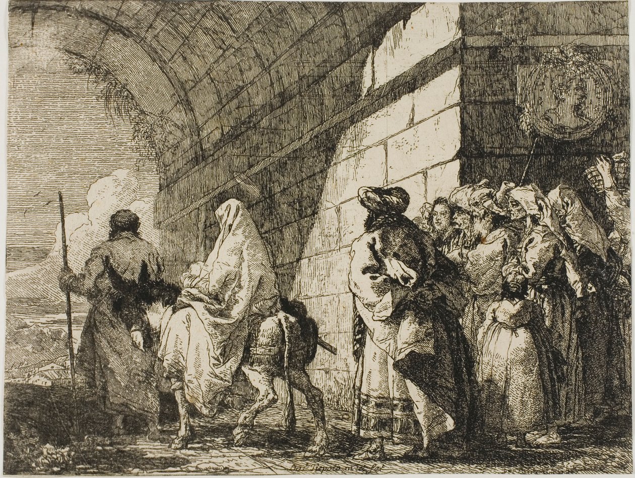 The Holy Family Leaving by a City Gate, plate syv fra The Flight into Egypt av Giovanni Domenico Tiepolo
