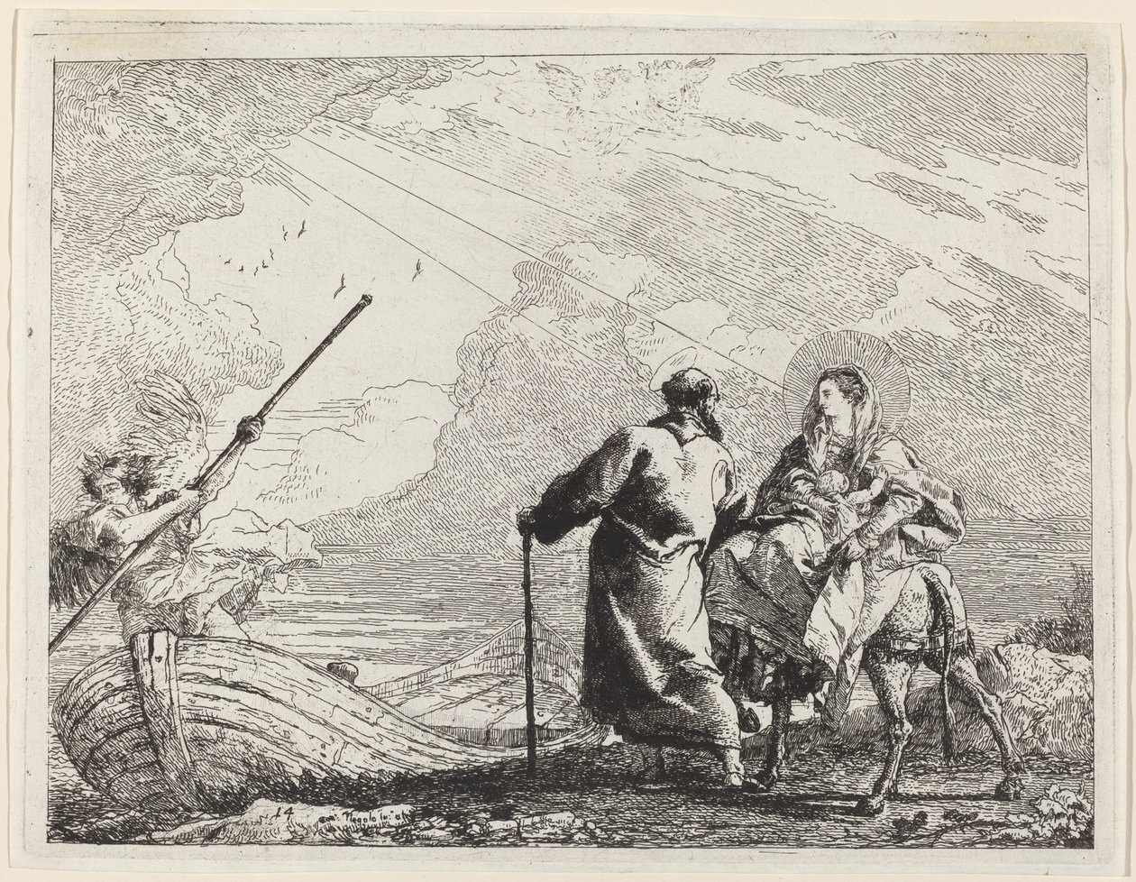 Den hellige familie ved elvebredden av Giovanni Domenico Tiepolo