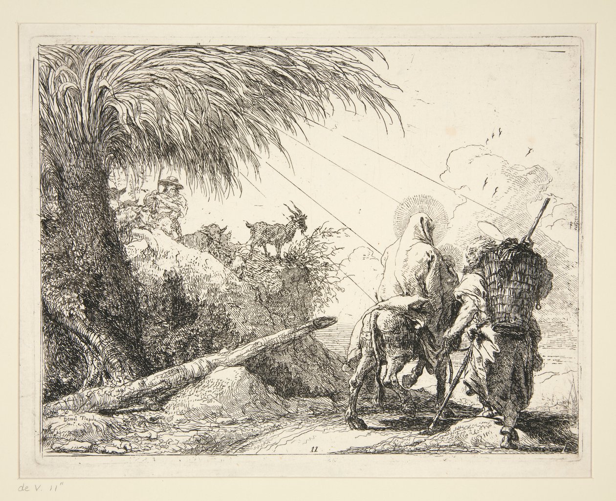 The Holy Family on a Rocky Path, fra serien Idee pittoresche sulla fuga in Egitto (Flight into Egypt) av Giovanni Domenico Tiepolo