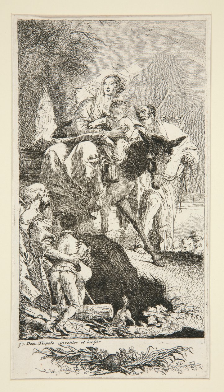 Den hellige familie med tiggeren og hans sønn av Giovanni Domenico Tiepolo