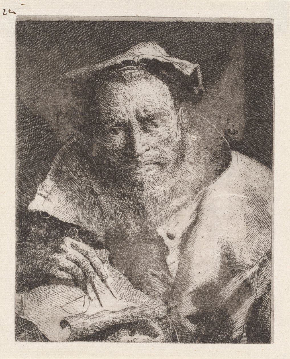 Matematikeren, fra Raccolta di Teste (Samling av hoder) av Giovanni Domenico Tiepolo