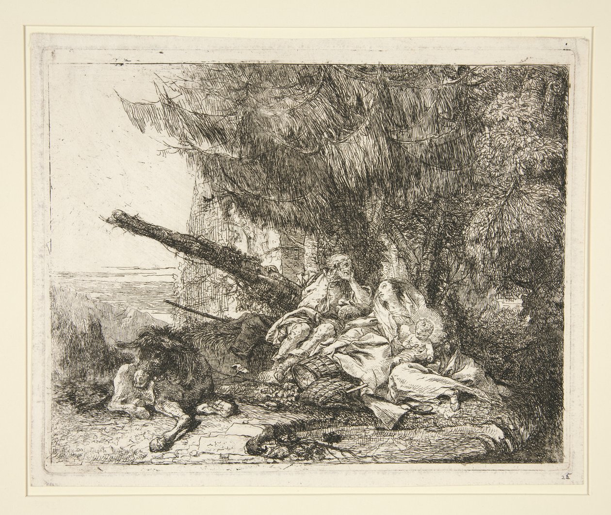 The Rest on the Flight into Egypt, fra serien Idee pittoresche sopra la fuga in Egitto (Flight into Egypt) av Giovanni Domenico Tiepolo
