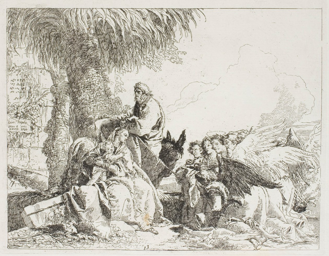 The Rest on the Flight, plate tretten fra The Flight into Egypt av Giovanni Domenico Tiepolo