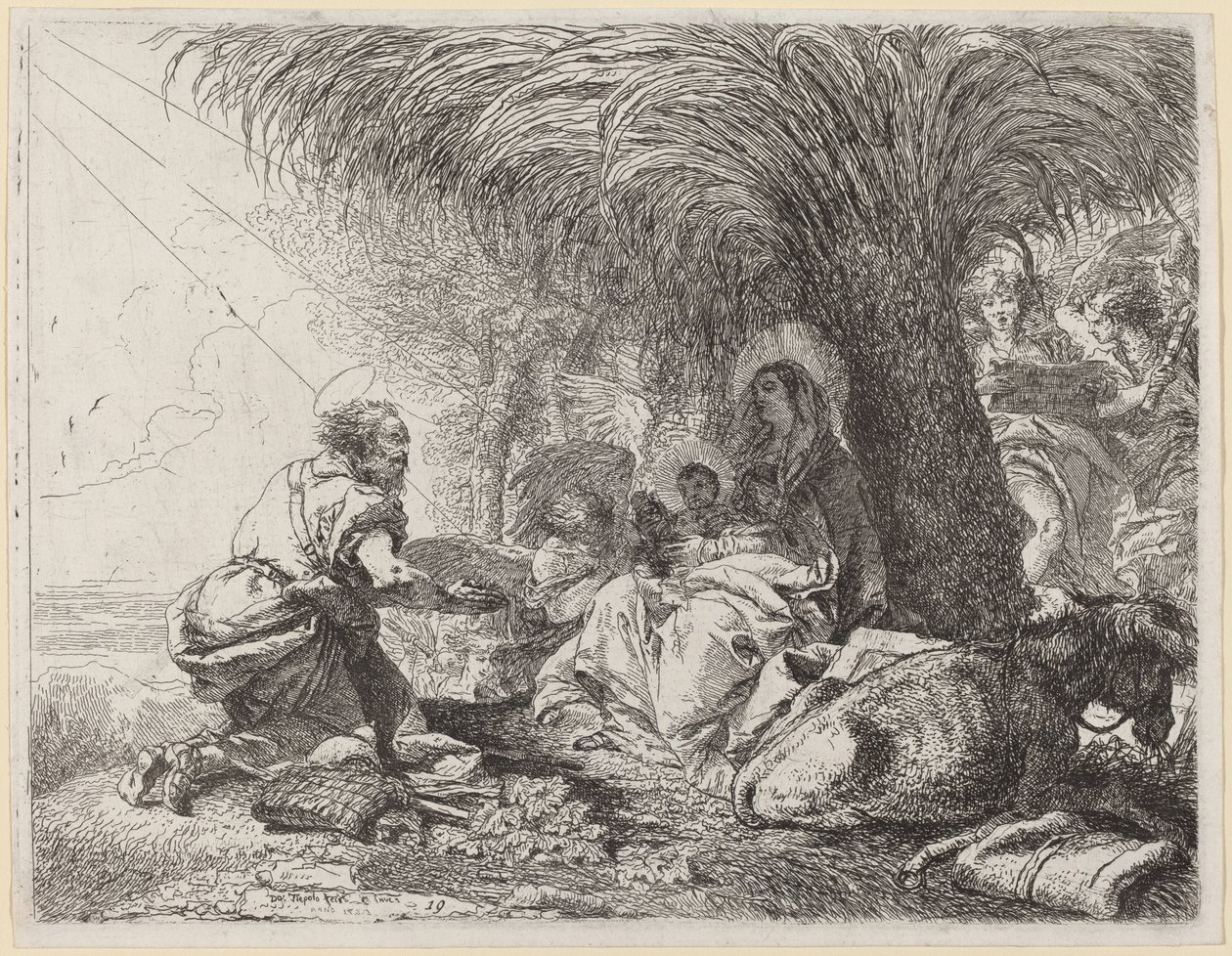 Resten på flukt med Joseph i tilbedelse av Giovanni Domenico Tiepolo