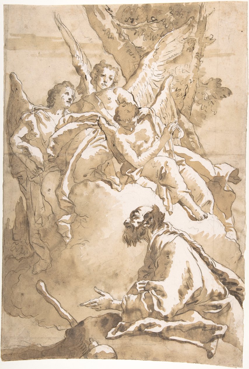 De tre englene viser seg for Abraham ved Mamres eiker av Giovanni Domenico Tiepolo