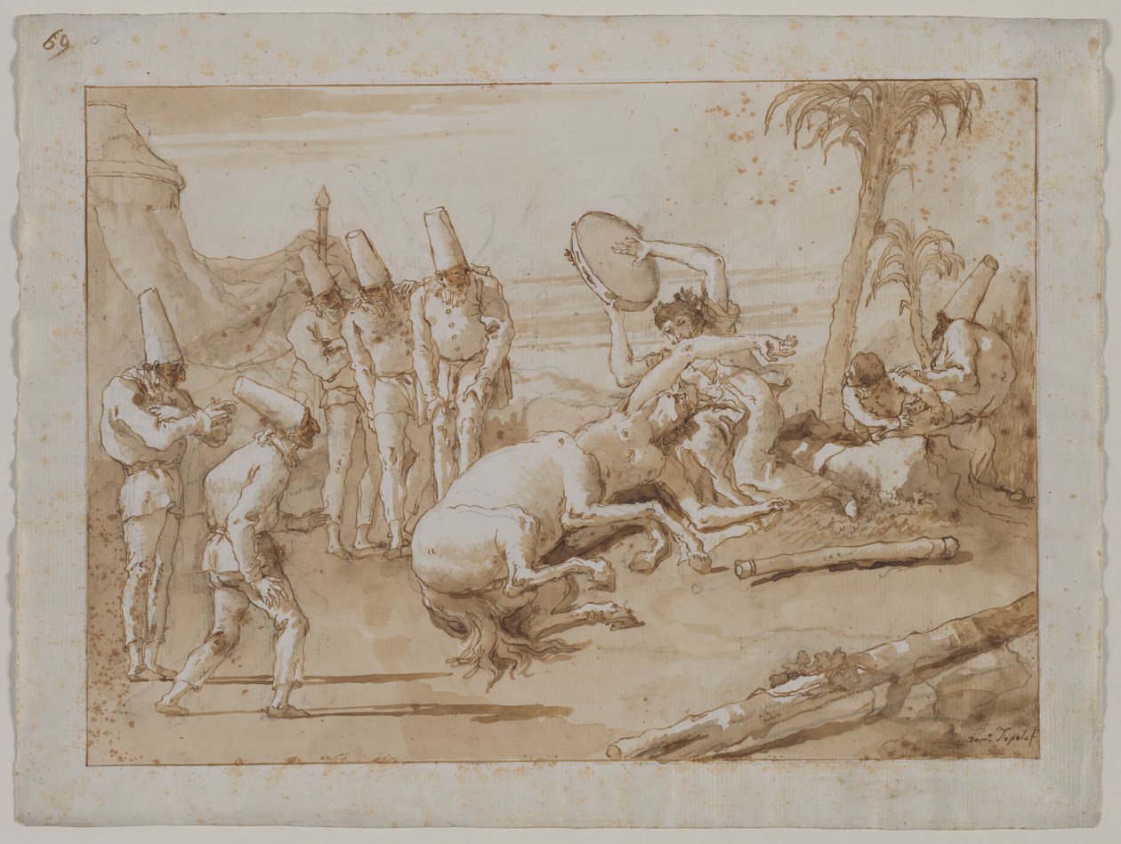 Kvinnen med tamburin av Giovanni Domenico Tiepolo