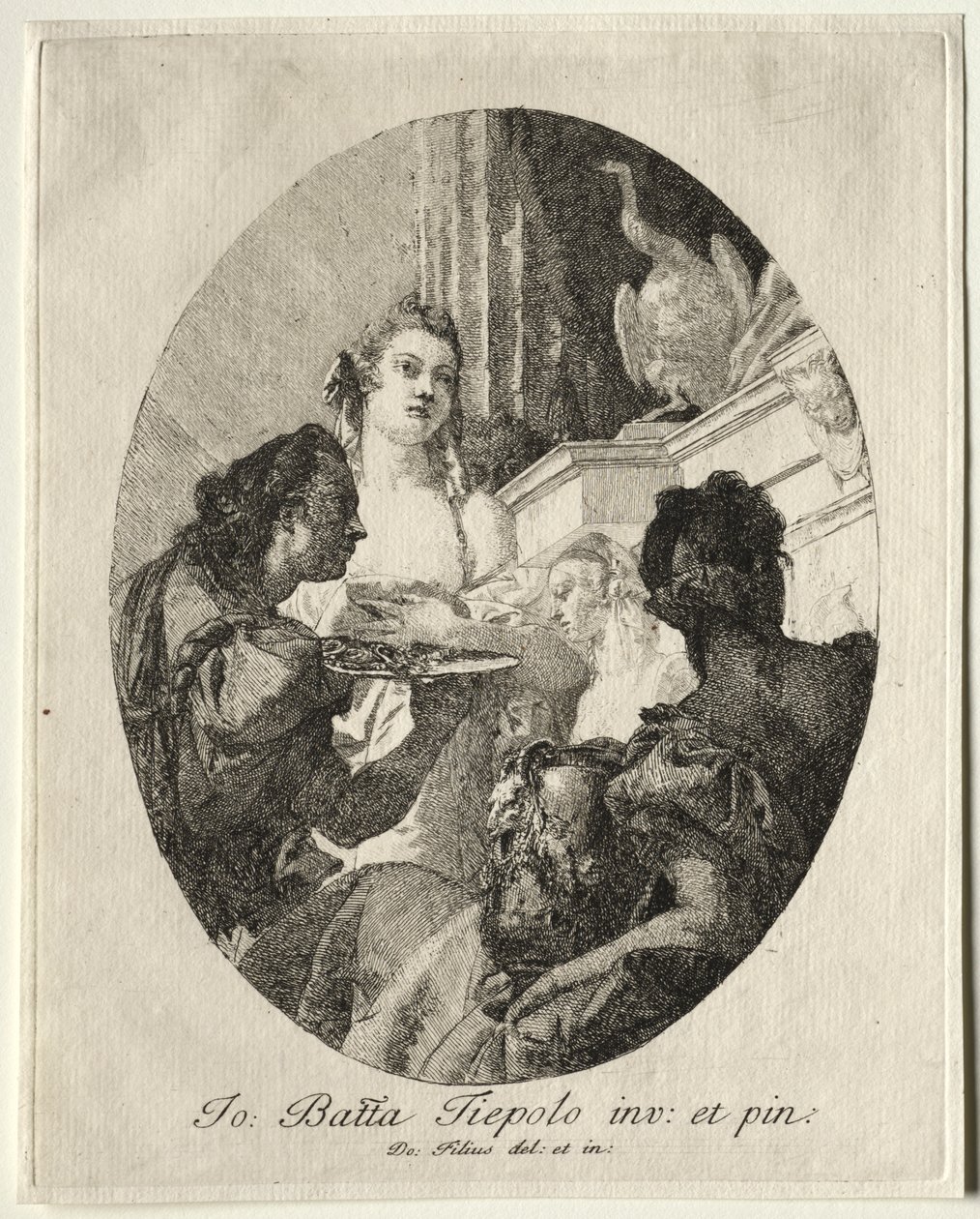 Tre kvinner presenterer gaver av Marc Anthony til Cleopatra av Giovanni Domenico Tiepolo