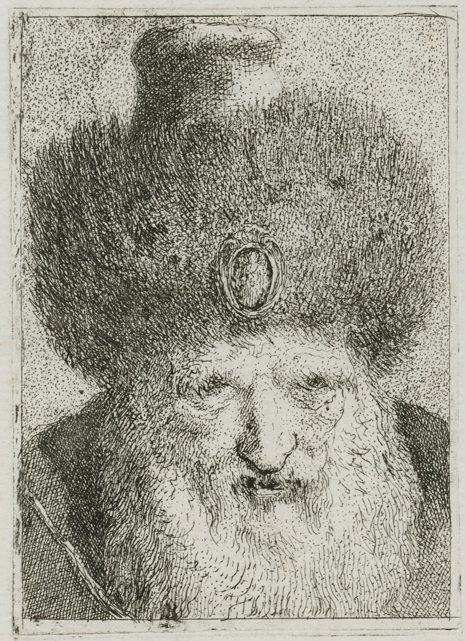 Turk med pelshatt, fra Raccolta di Teste (samling av hoder) av Giovanni Domenico Tiepolo