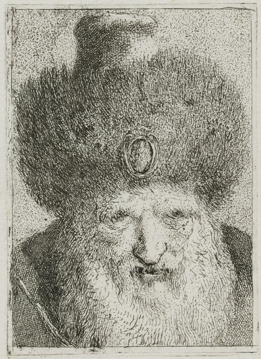 Tyrker med pelshatt, fra Raccolta di Teste (Samling av hoder) av Giovanni Domenico Tiepolo