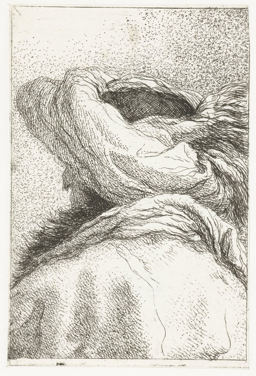 Tyrkisk mann med hodet vendt bort iført turban Samling av hoder (serietittel) Raccolta di Teste (serietittel) av Giovanni Domenico Tiepolo