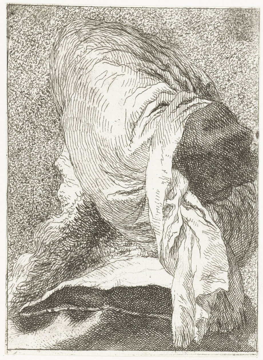 Tyrkisk mann med hodet vendt bort iført turban Samling av hoder (serietittel) Raccolta di Teste (serietittel) av Giovanni Domenico Tiepolo