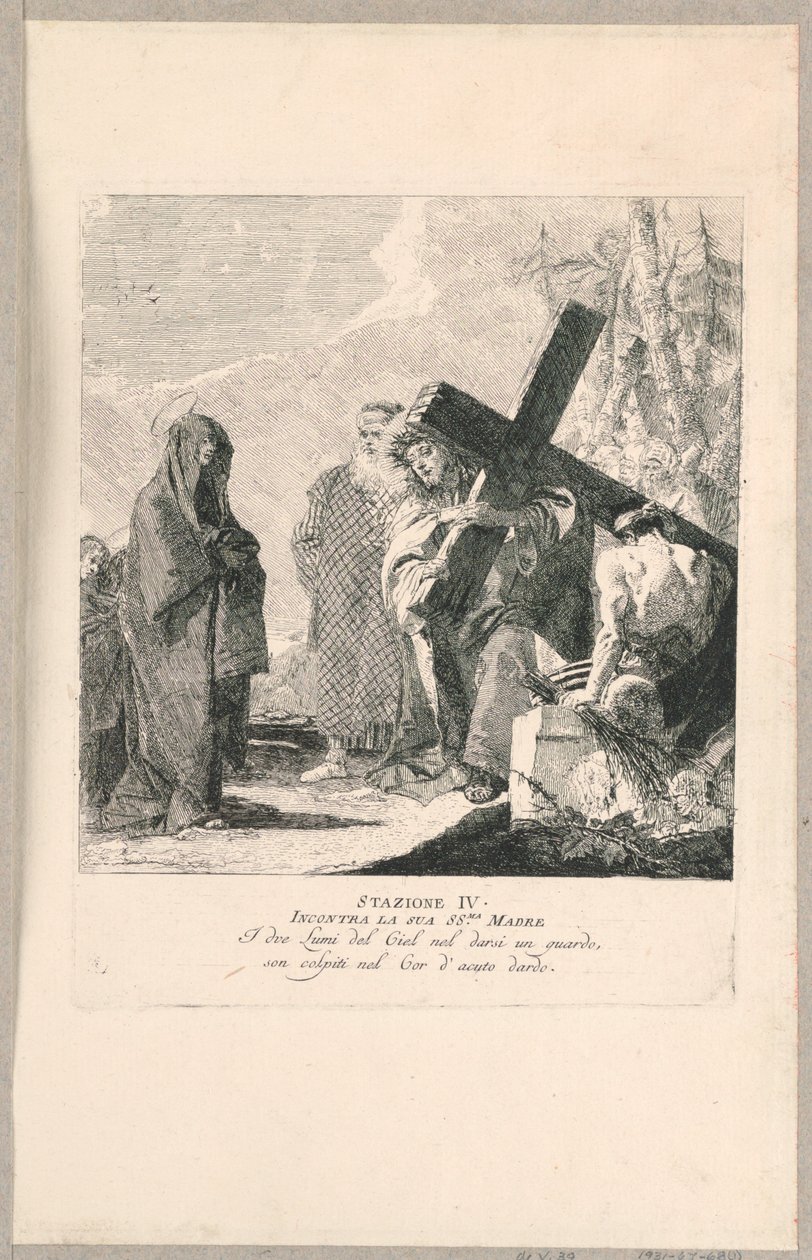 Via crucis - Stasjon IV, Han møter sin mor av Giovanni Domenico Tiepolo