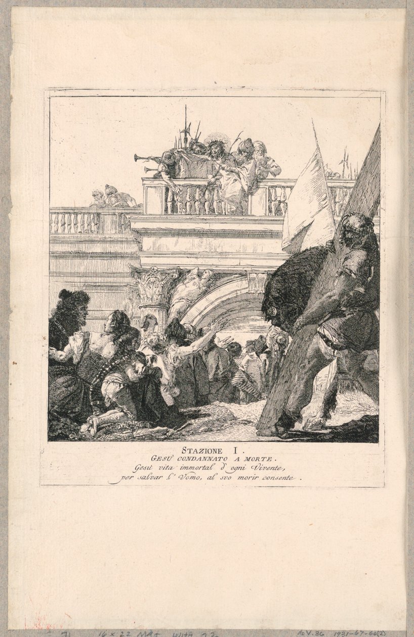 Via crucis - Stasjon I, Jesus dømt til døden av Giovanni Domenico Tiepolo
