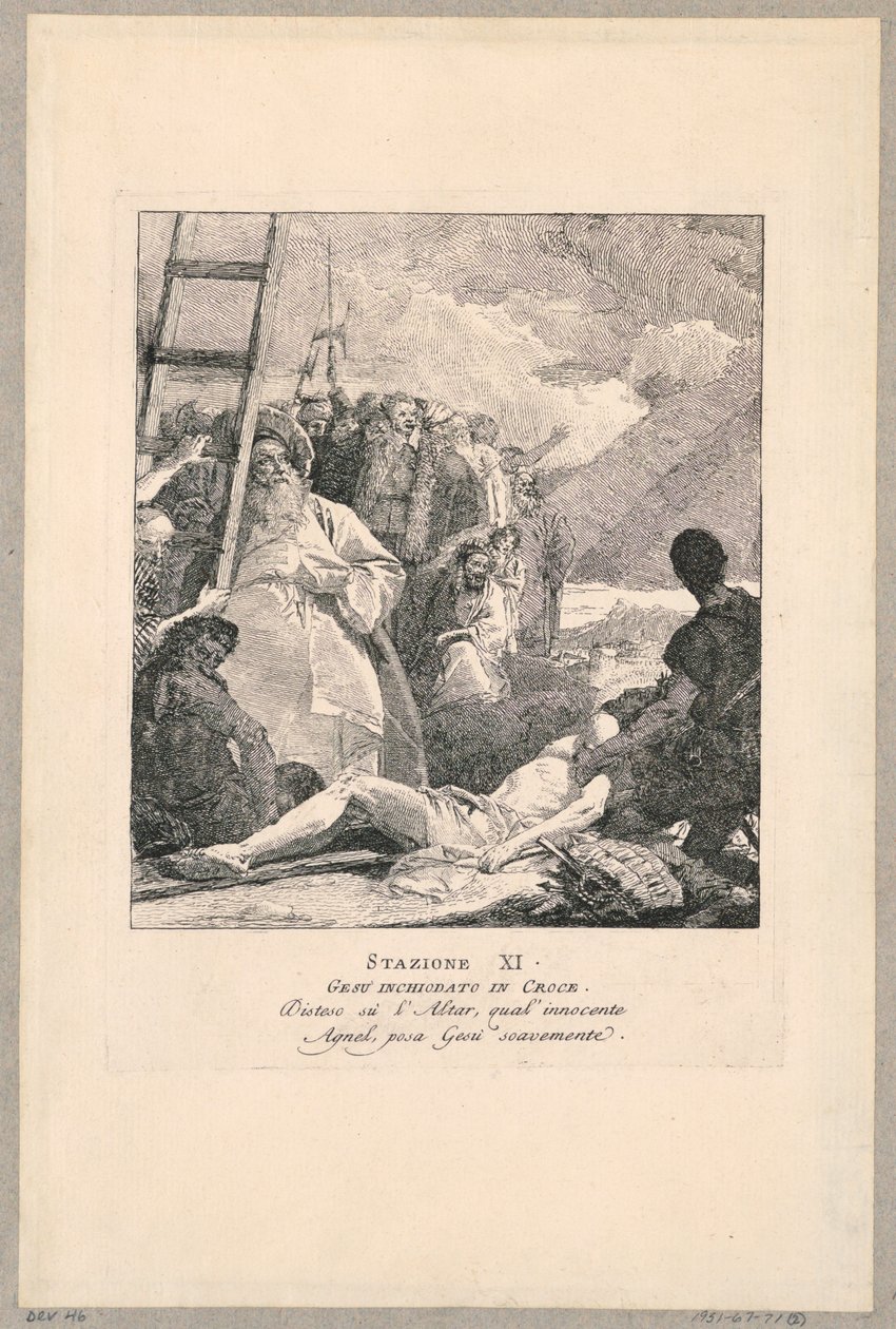 Via crucis - Station XI, Jesus Nailed to the Cross av Giovanni Domenico Tiepolo