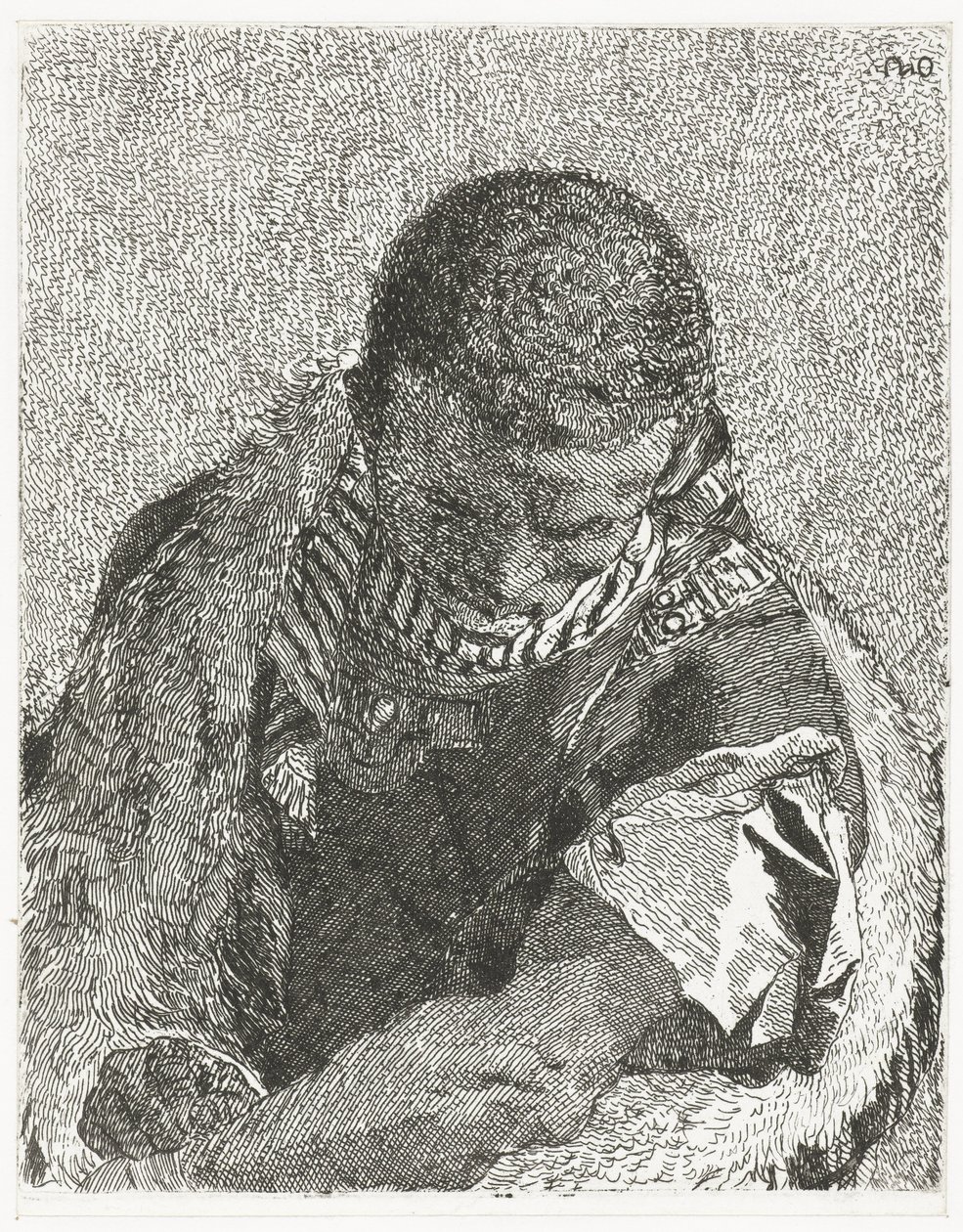 Svart gutt med bøyd hode Samling av hoder (serietittel) Raccolta di Teste (serietittel) av Giovanni Domenico Tiepolo