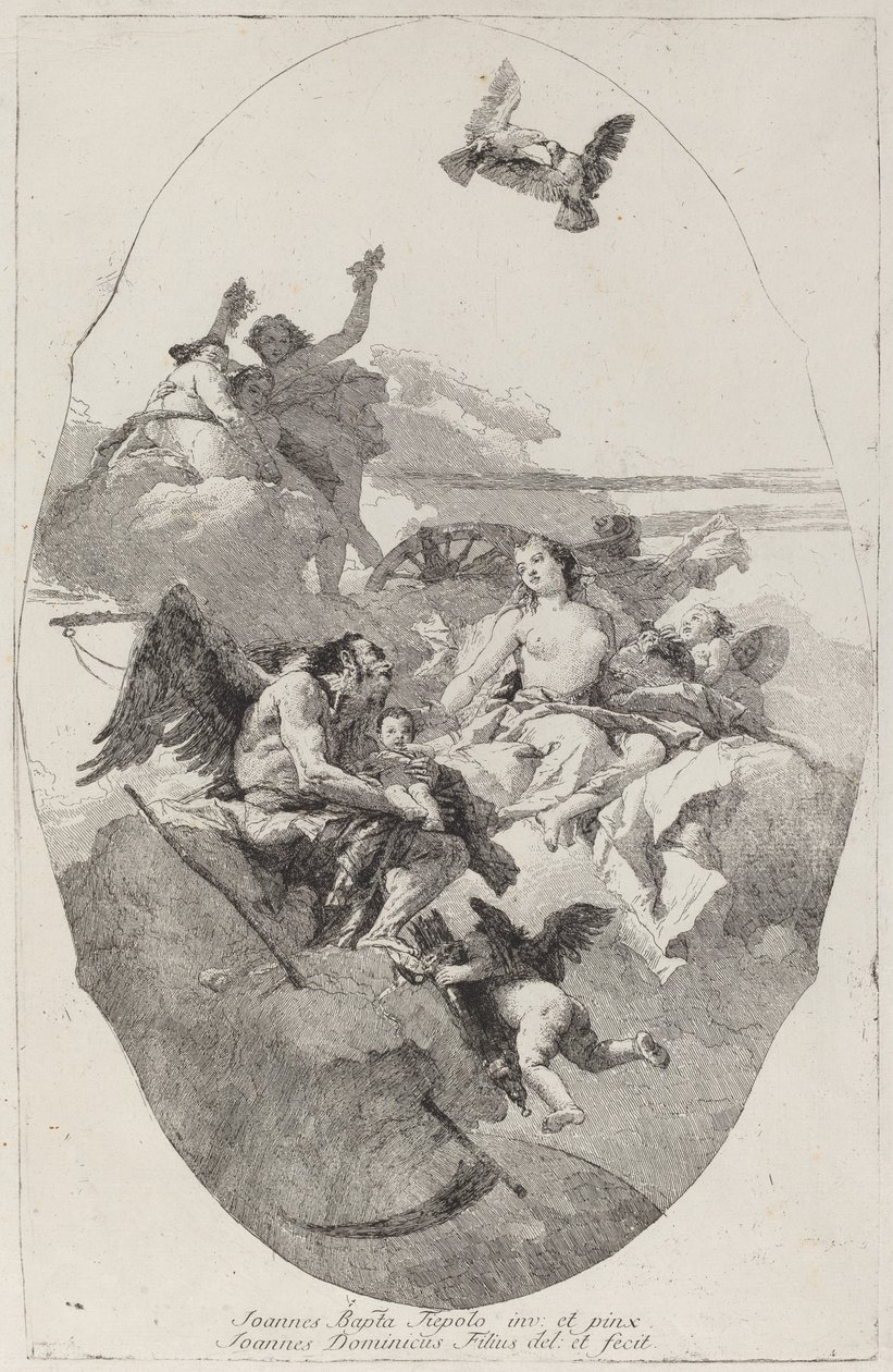 Venus overlater Amor til tiden av Giovanni Domenico Tiepolo after Giovanni Battista Tiepolo