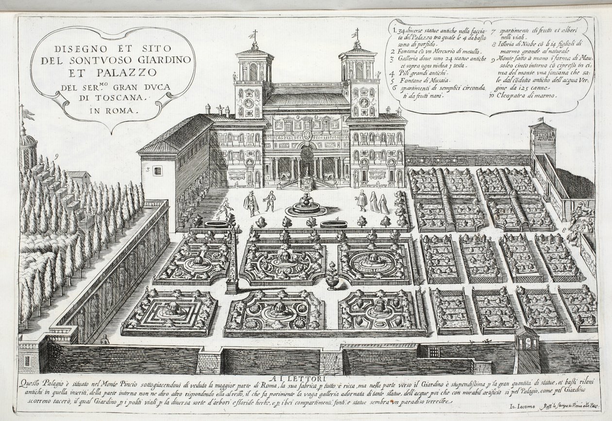 Utsikt over hagene og palasset til storhertugen av Toscana, Roma av Giovanni Domenico de
