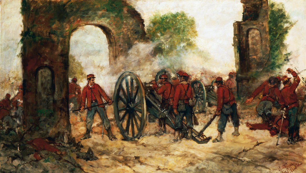 Forsvar av Porta Capuana eller slaget ved Volturno av Giovanni Fattori