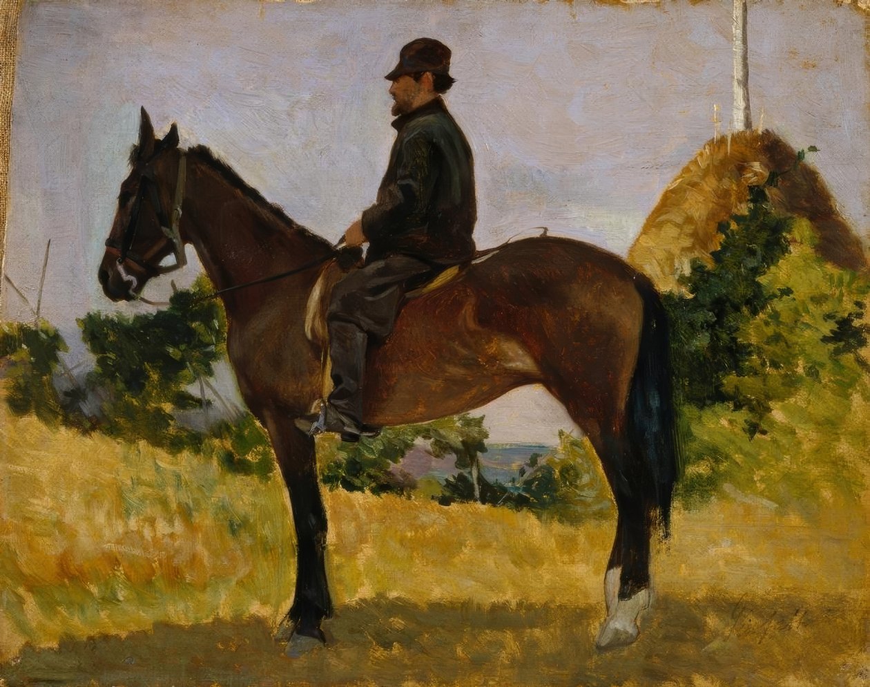 Diego Martelli på hesteryggen av Giovanni Fattori