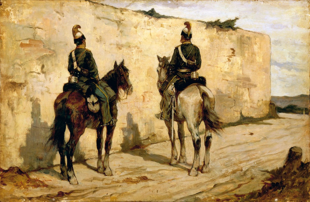 Italia, Biella, maleri av lette kavalerister av Giovanni Fattori