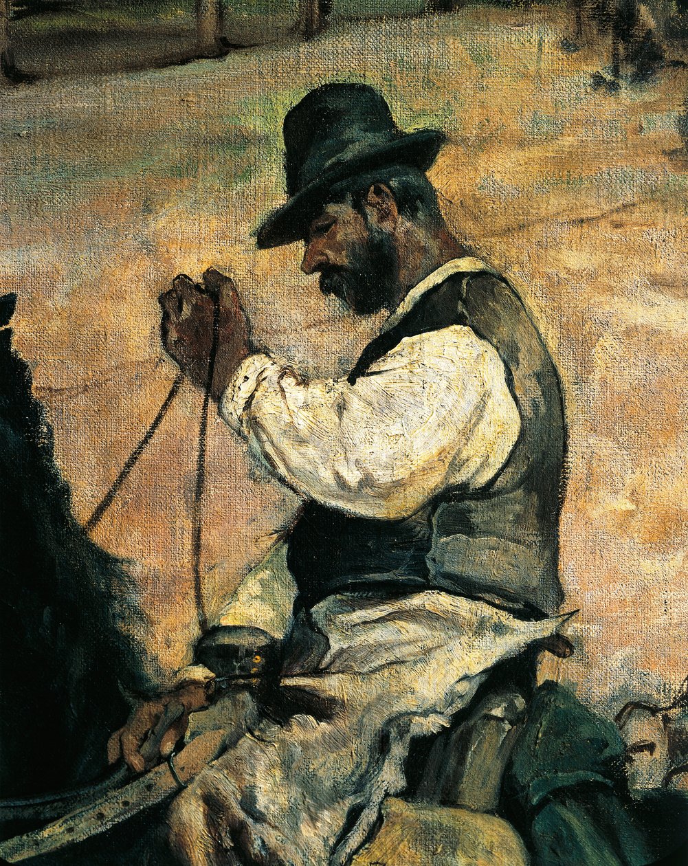 Merking av unge okser i Maremma, ca 1887, av Giovanni Fattori (1825-1908), 86x172 cm, detalj av Giovanni Fattori
