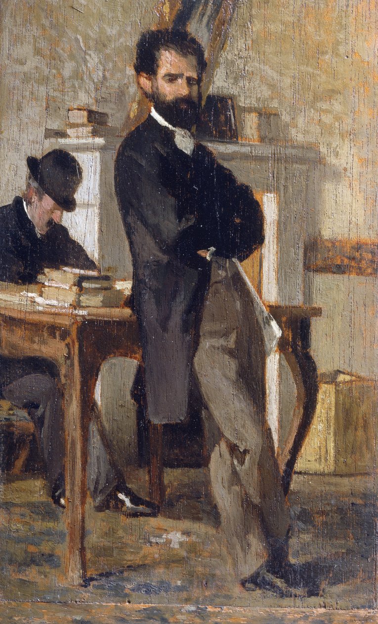 Portrett av advokat Bongiovanni, av Giovanni Fattori (1825-1908), olje på lerret, 24x14,4 cm av Giovanni Fattori