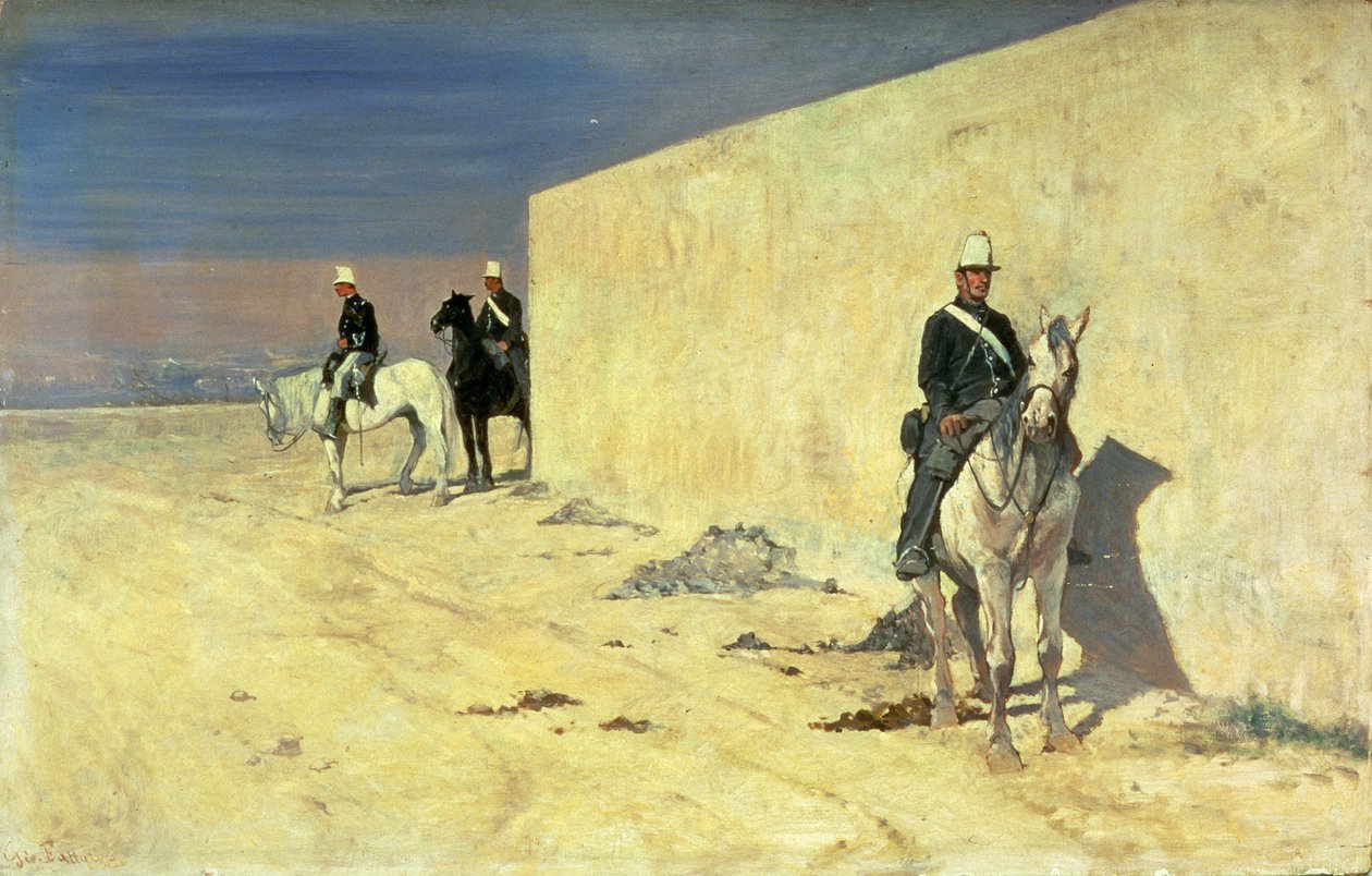 The Watch (The White Wall), ca. 1871 (panel) av Giovanni Fattori