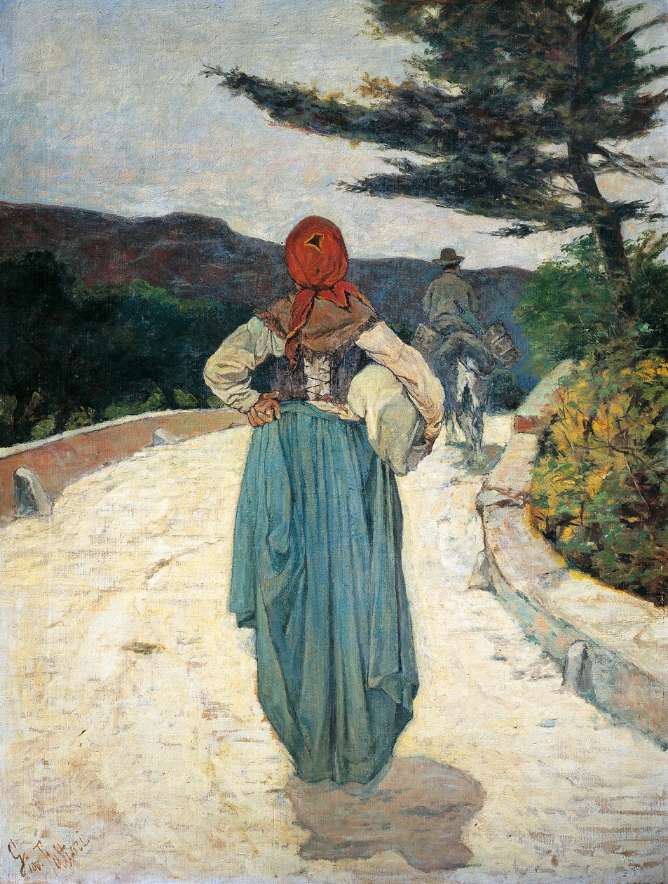 White road, av Giovanni Fattori (1825-1908), olje på lerret, 96,5x73 cm av Giovanni Fattori
