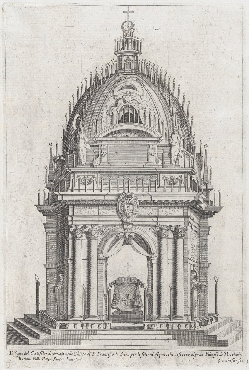 Design av katafalken for Francesco Piccolomini, 1607. av Giovanni Florimi