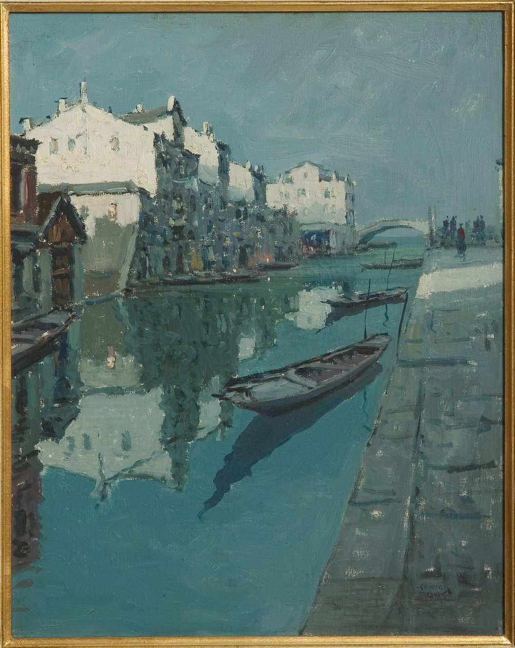Kanal i Venezia (oljemaleri) av Giovanni Forghieri
