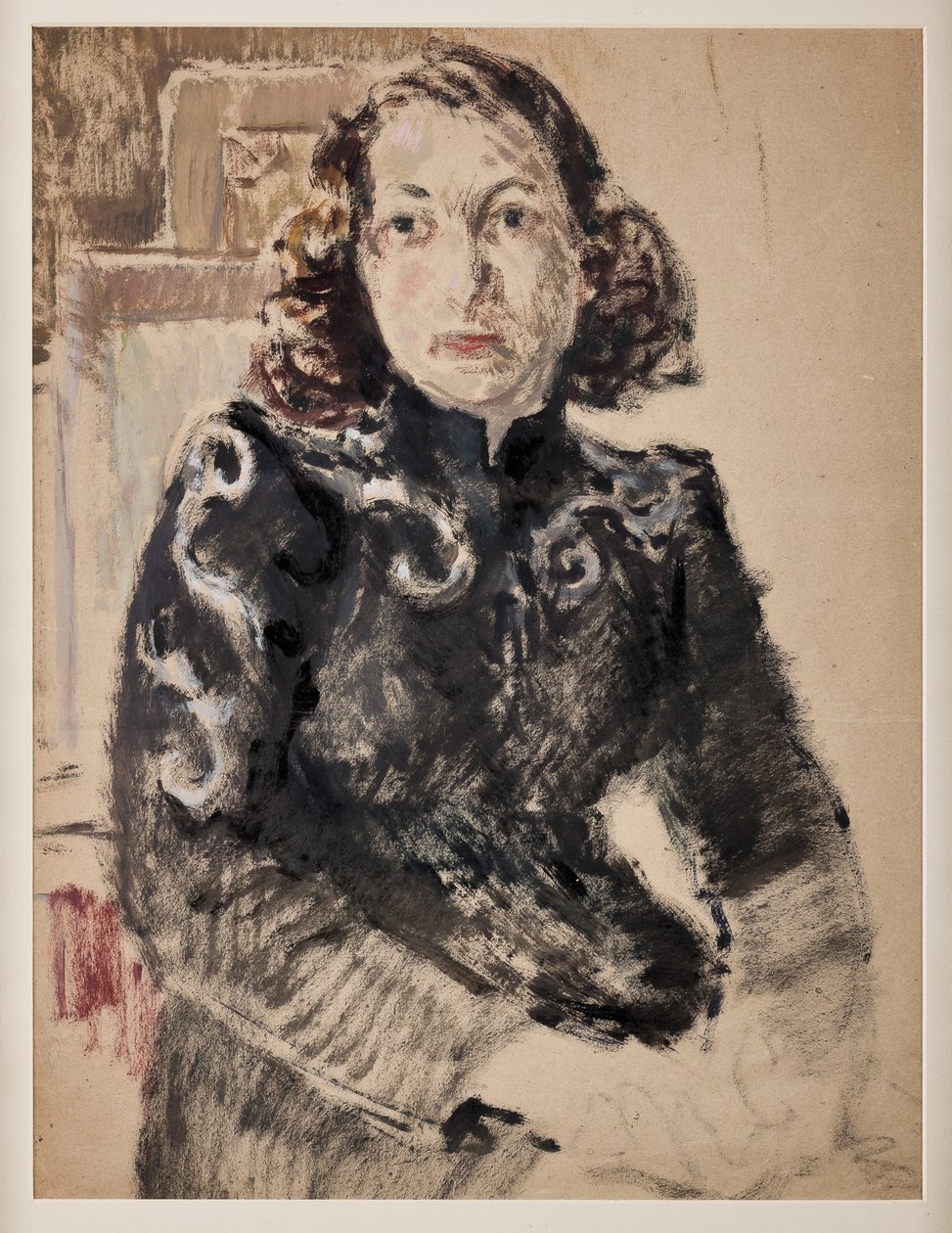 Girl in Black (olje på papir) av Giovanni Forghieri
