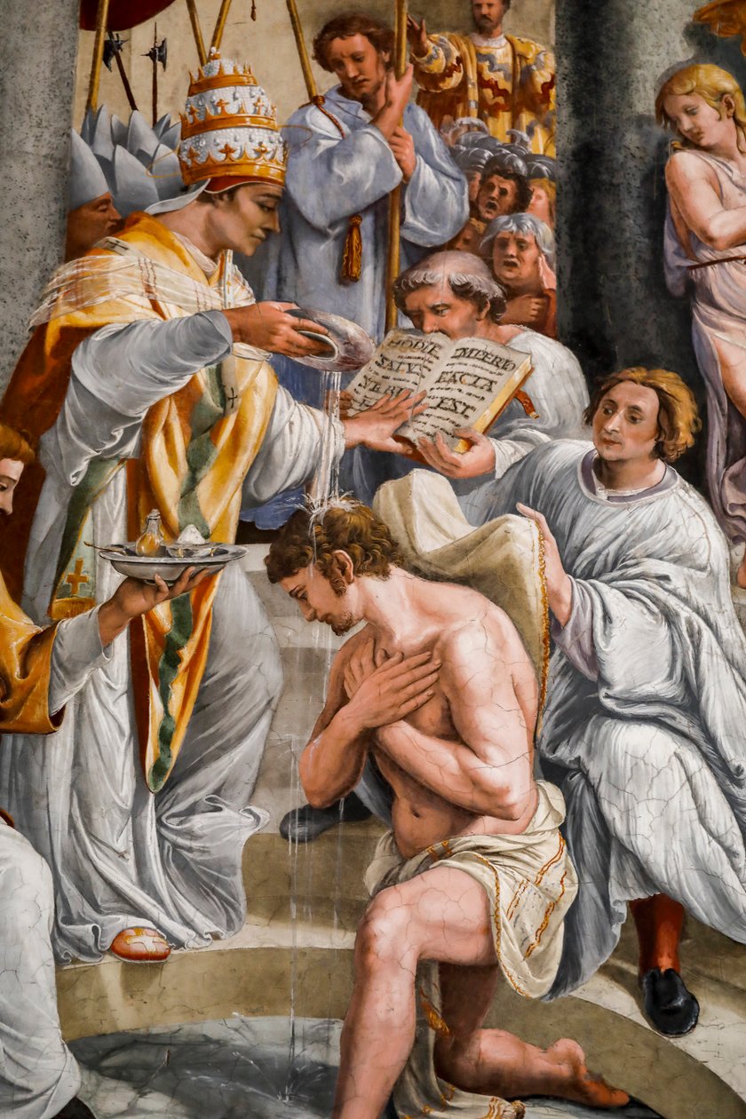 Dåp av Konstantin av pave Sylvester 1. 1517-1524 (fresco) av Giovanni Francesco (c.1488 1528) Penni