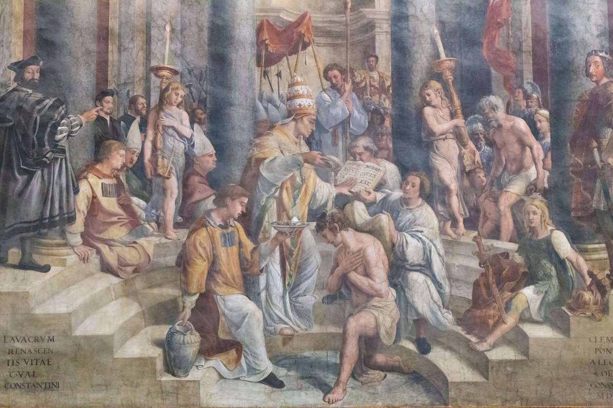Konstantins dåp, detalj, Konstantins rom av Giovanni Francesco (c.1488 1528) Penni
