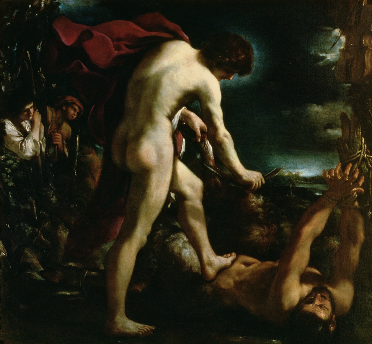 Apollo flyr Marsyas, ca. 1618 av Giovanni Francesco Barbieri