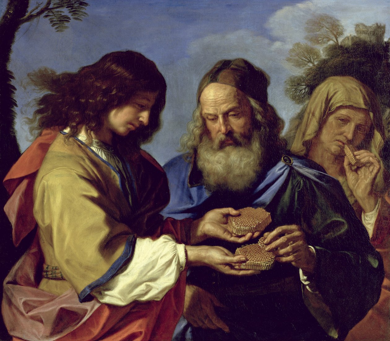 Samson tilbyr sine foreldre en honningkake av Giovanni Francesco Barbieri