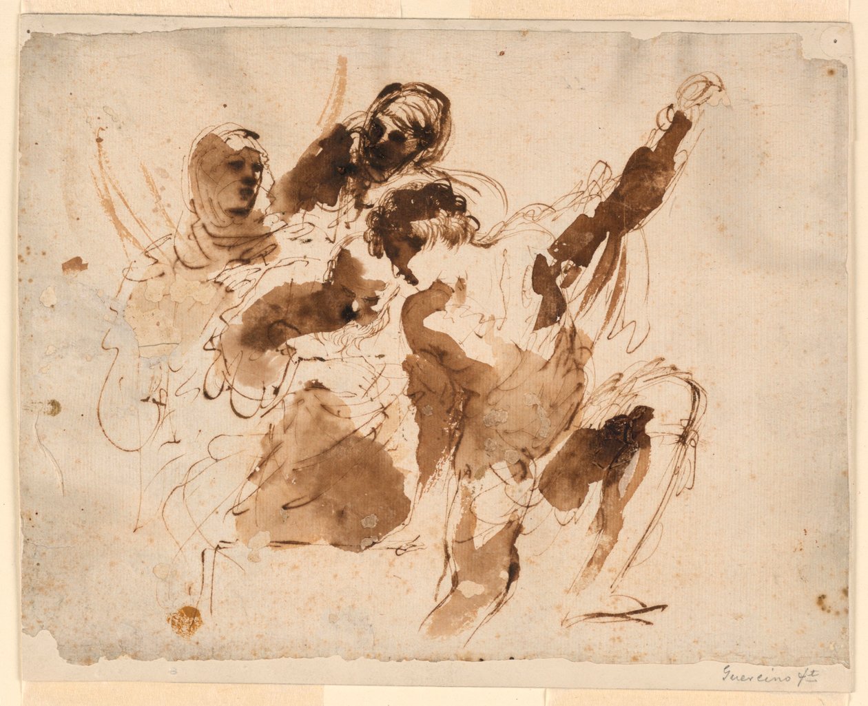 Studie av fire figurer, for begravelsen av St. Petronilla altertavle ved St. Peter