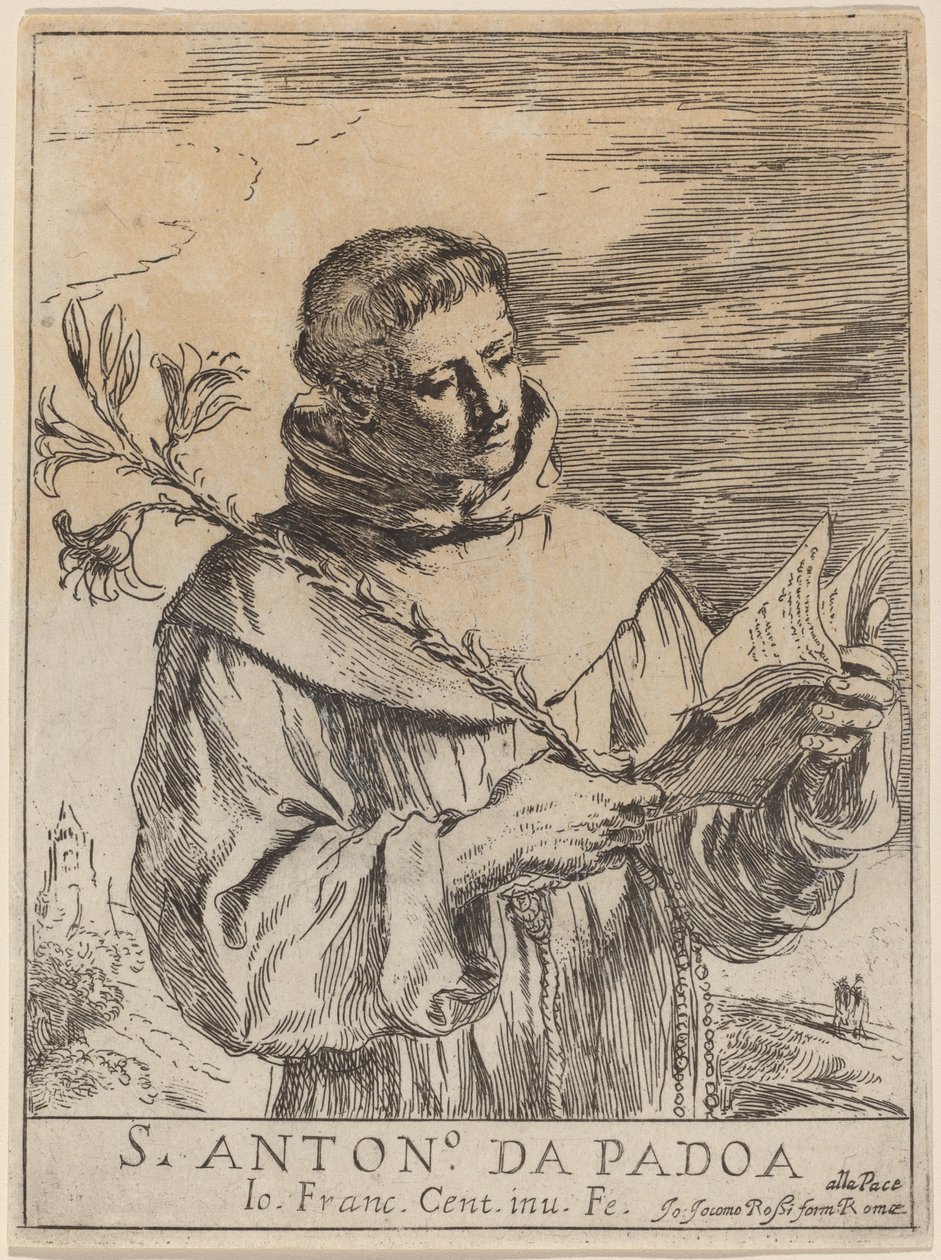 Den hellige Antonius av Padua av Giovanni Francesco Barbieri, called Guercino