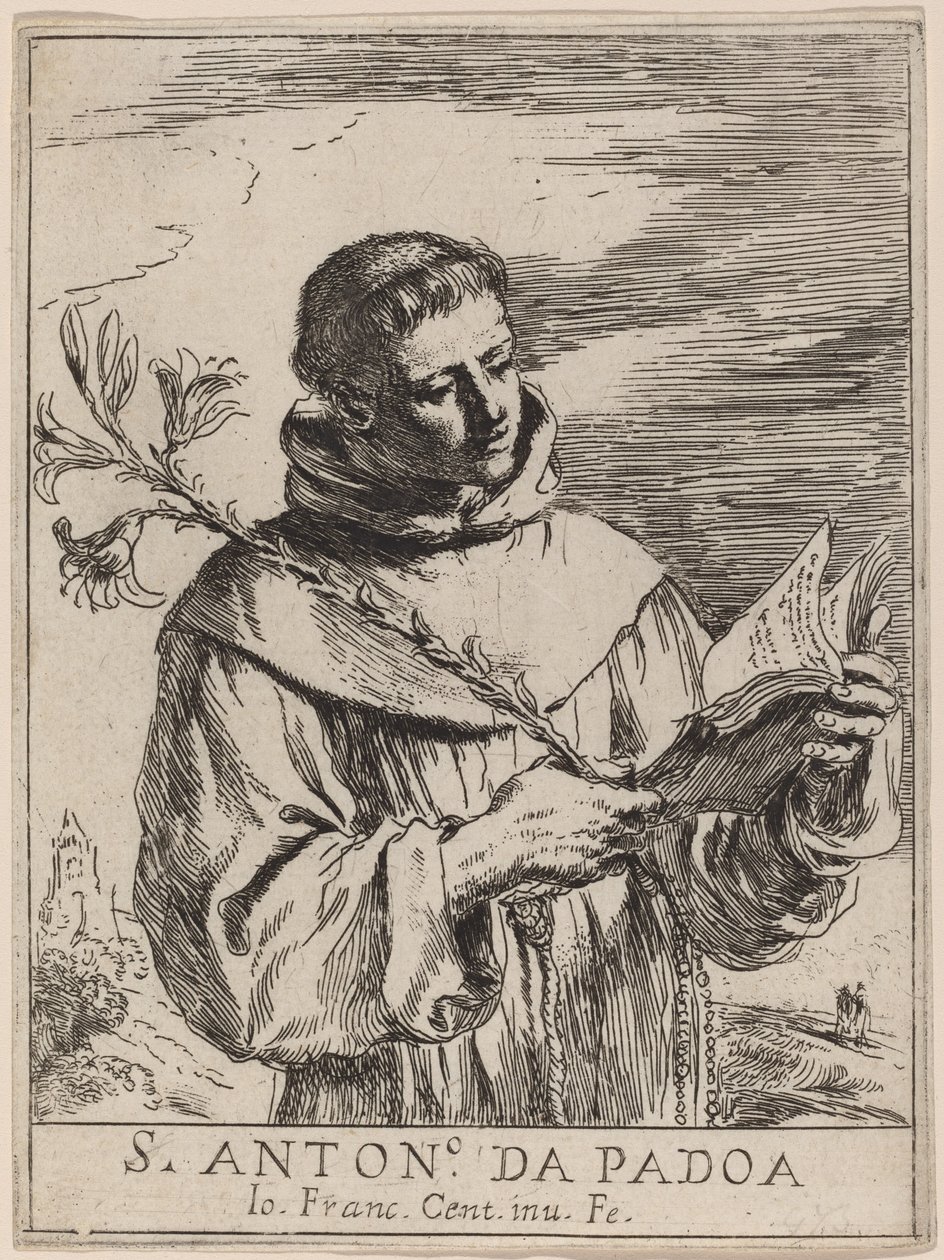 Den hellige Antonius av Padua av Giovanni Francesco Barbieri, called Guercino