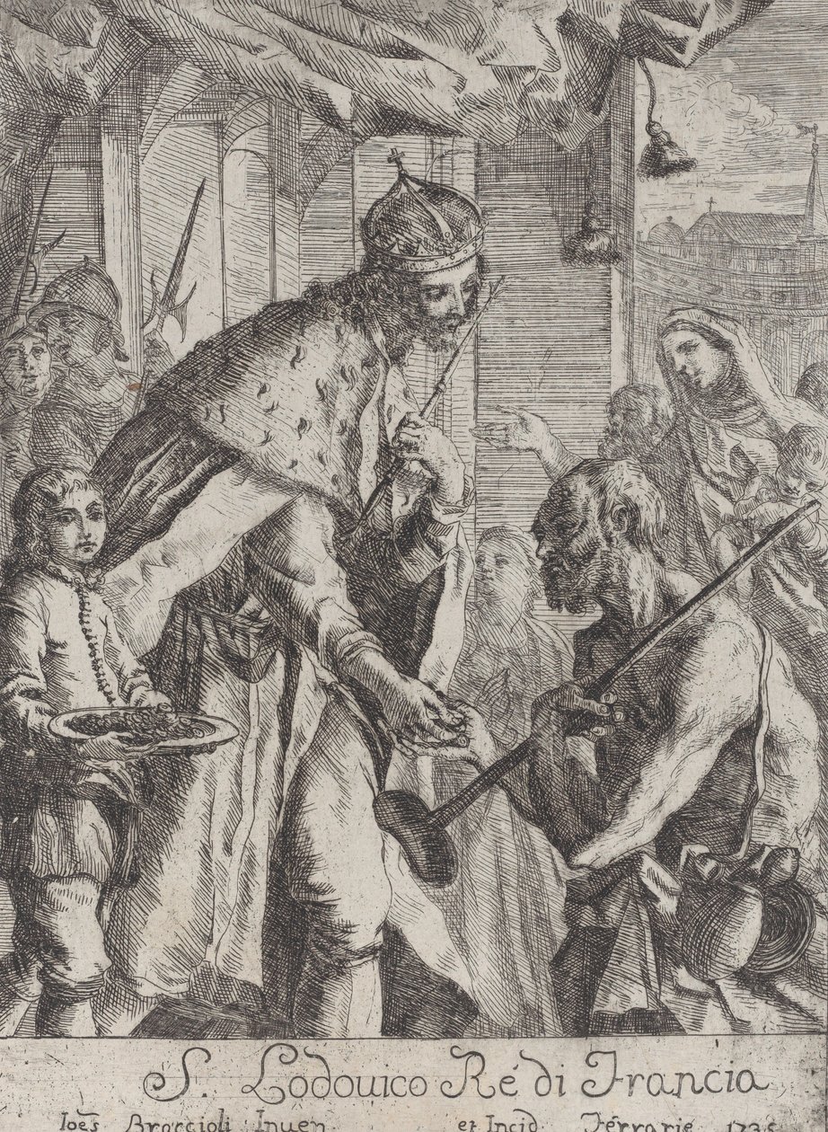 Saint Louis gir almisser til de fattige, 1735. av Giovanni Francesco Braccioli