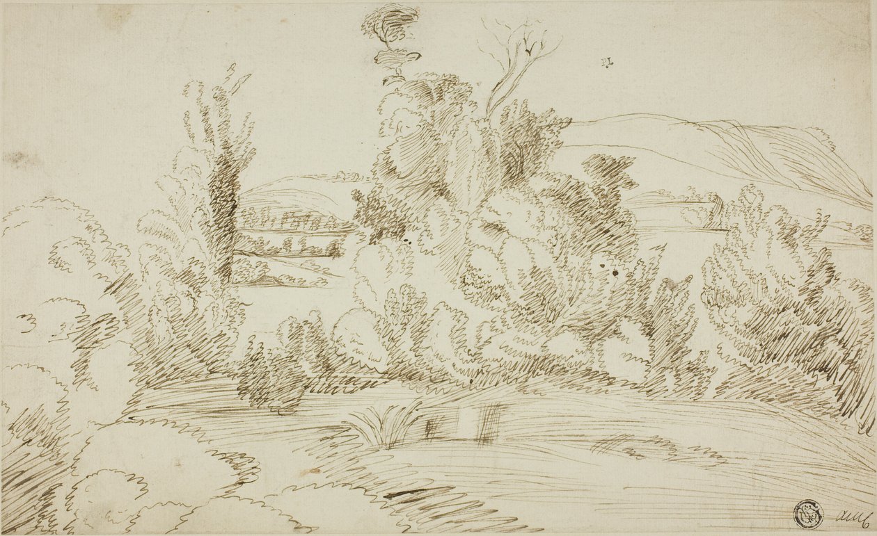 Grove of Trees with Hills in Distance av Giovanni Francesco Grimaldi