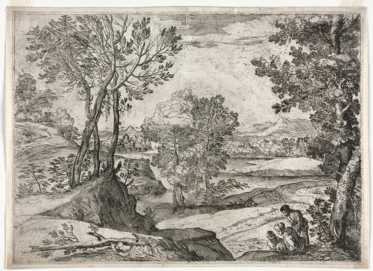 Landskap med en familie, 1643. av Giovanni Francesco Grimaldi