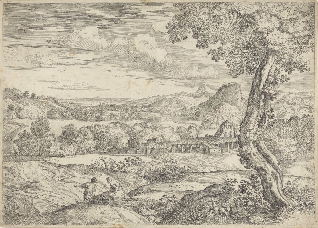 Landskap med murverk av Giovanni Francesco Grimaldi