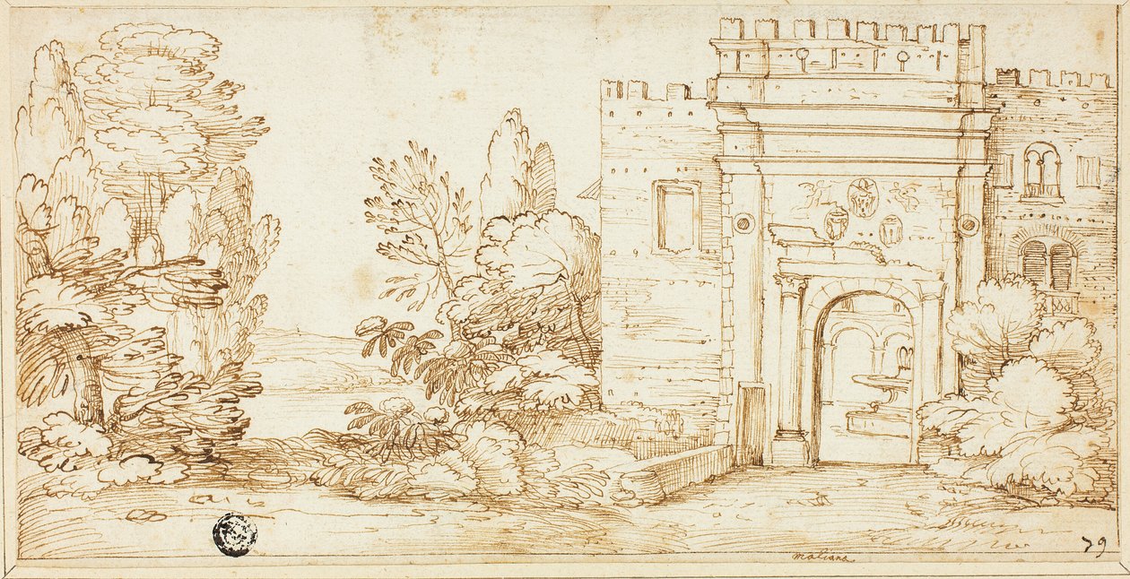 Utsikt over La Magliana av Giovanni Francesco Grimaldi