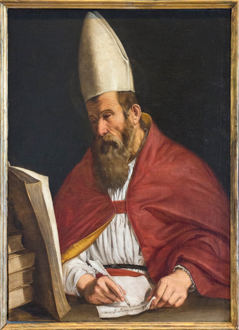 Kanonisert biskop, muligens St Augustine av Giovanni Francesco Guerrieri