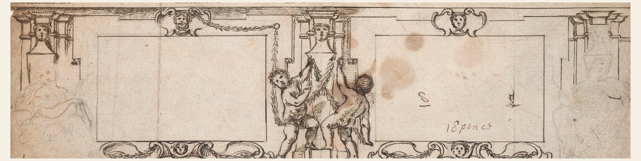 Prosjekt for utskåret panel av Giovanni Francesco Romanelli